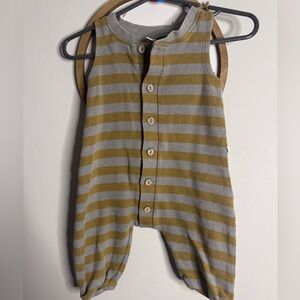 Rylee and cru Striped Knit Baby Romper in Mustard & Gray 0-3 m